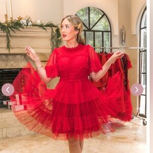 NWT Ivy City Co Short Whimsical Red Dress Size Large